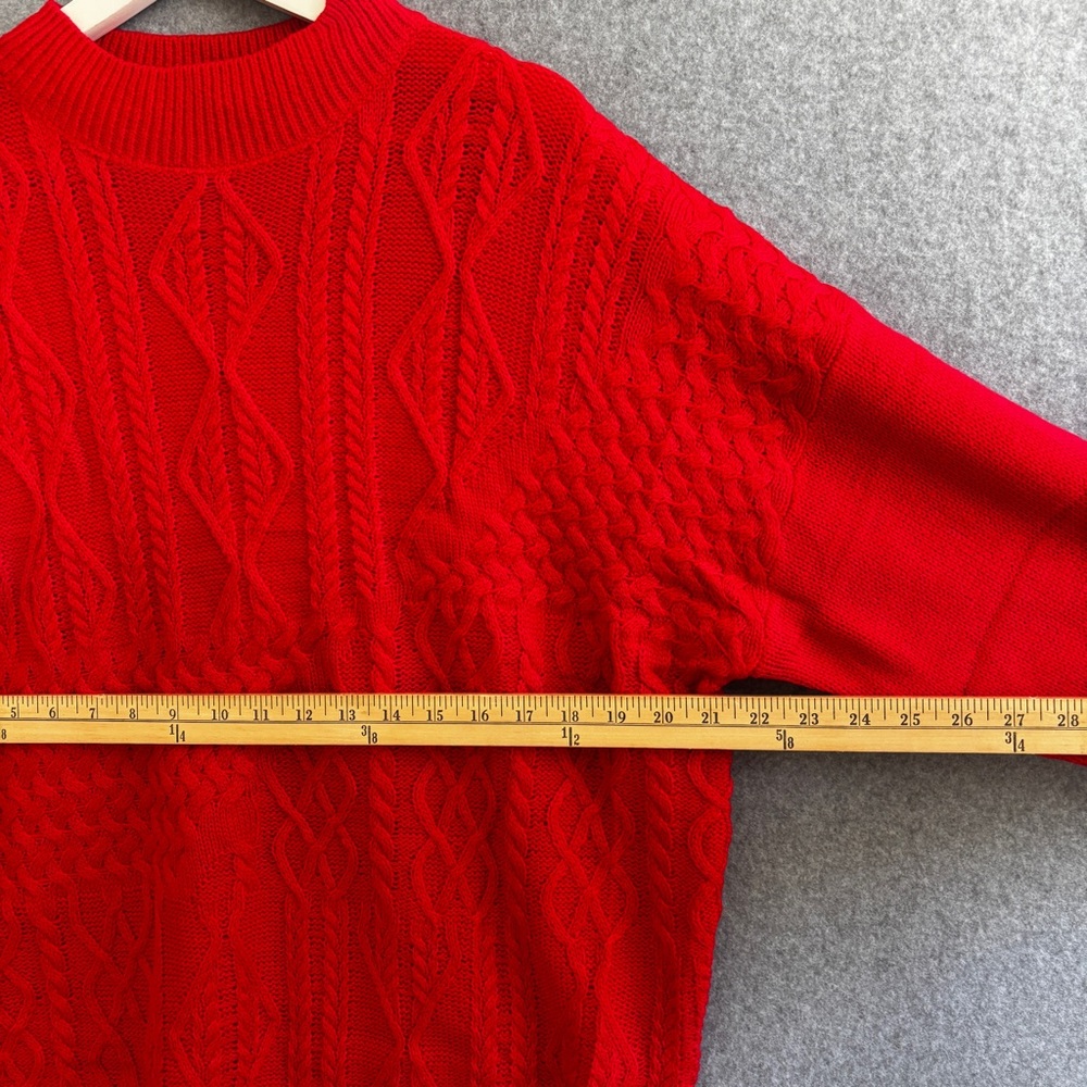NEW! Mock Neck Red Cable Knit Sweater L Dear Scarlett - Picture 5 of 7